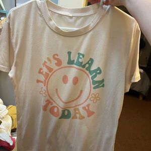 Smiley Face Teacher Cream Graphic Tee